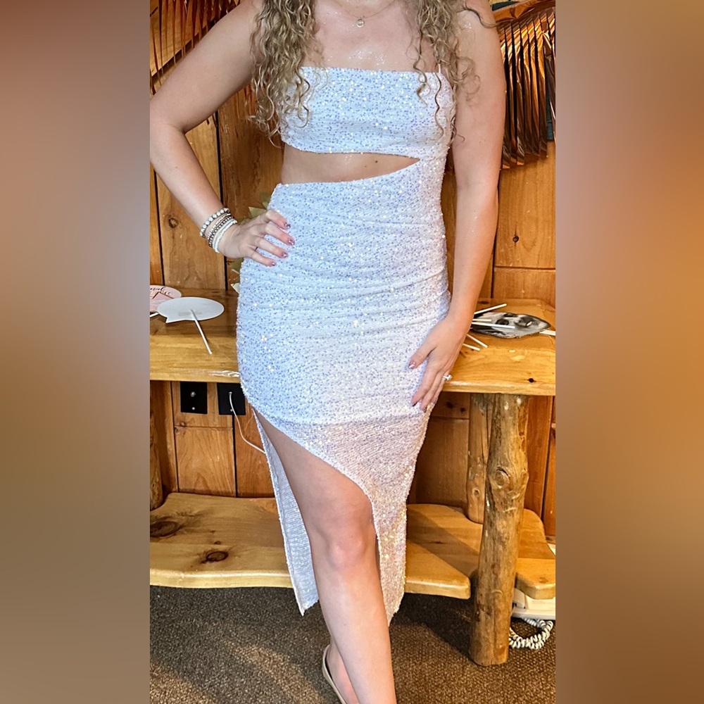 Lulus Sparkling White Sequin Dress
